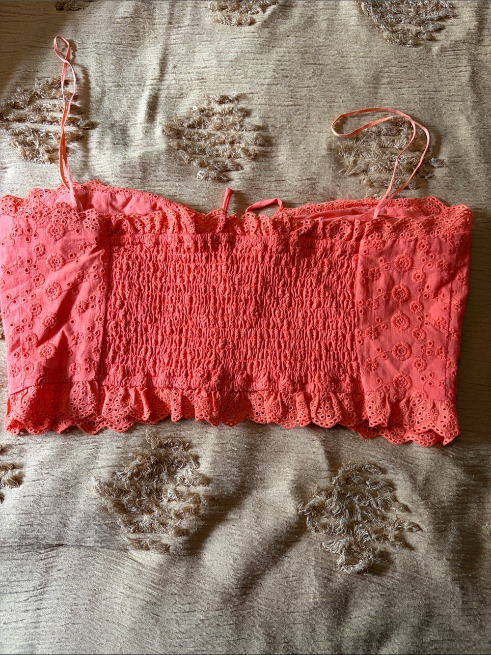 Free People Orange Eyelet Corset Tube Top Size Medium - Picture 5 of 5